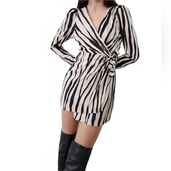 Zara Monochrome Striped Dress - Picture 4 of 5